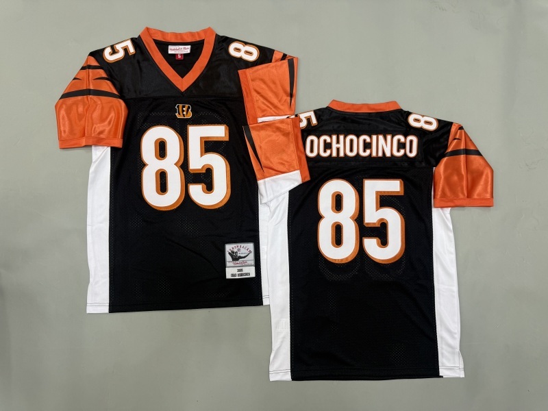 Men 2025 Cincinnati Bengals #85 Ochocinco black Throwback Limited NFL Jersey style 001
